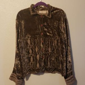 Bronze Embroidered crushed velvet jacket